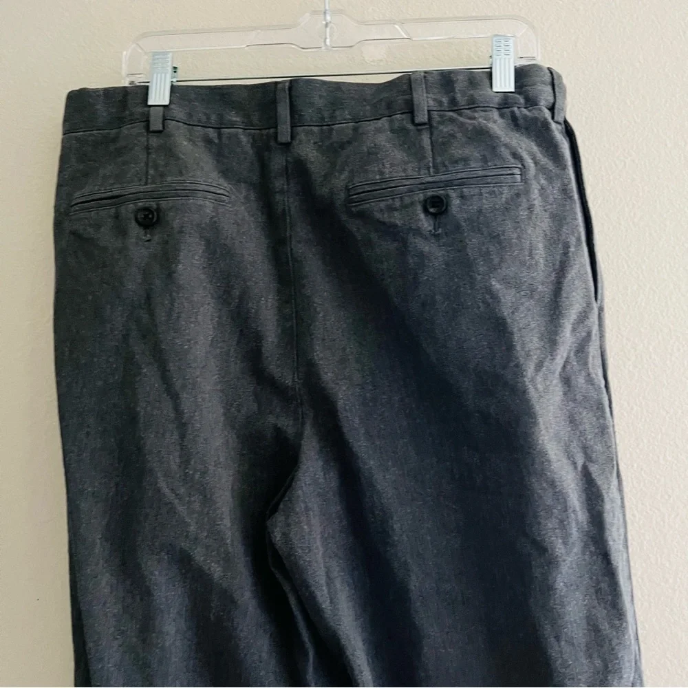 LANDS' End Men's Gray Traditional Fit Trousers Dress Pants Size 34